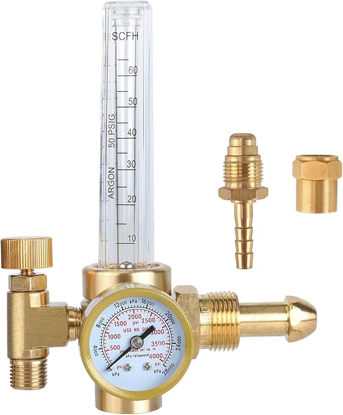 BETOOLL Argon/CO2 Mig Tig Flow Meter Gas Regulator Gauge Welding Weld, CGA580 Inlet Connection