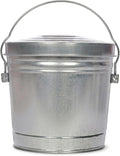 6-Gallon Galvanized Steel Utility Pail with Locking Lid, Heavy-Duty Metal Storage Bucket with Wire Bail Handle, Rodent-Proof Outdoor Container for Bird Seed, Pet Food, Charcoal, and Yard Waste