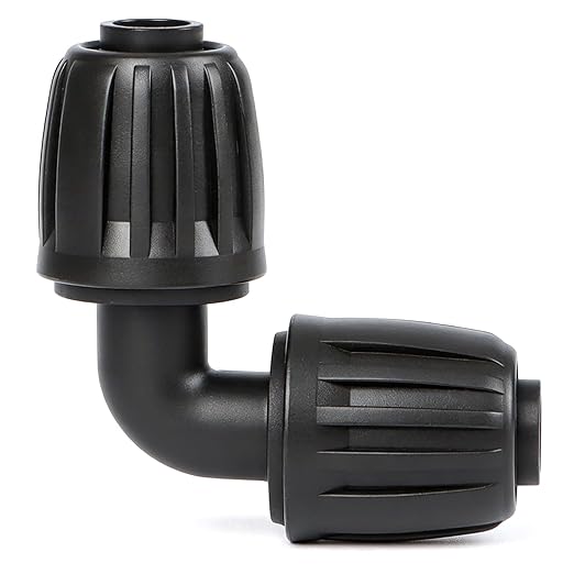 12 Pack 1/2 Inch Drip Irrigation Elbow Fittings (1/2" ID x 0.6-0.65" OD), 1/2'' Dripline Barbed Elbow Connectors with Anti-Drop Lock Nuts for Garden Lawn Irrigation System Connection