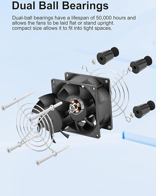 GDSTIME 80mm x 38mm Small Computer Fan with AC Plug, 120V 110V AC Powered Variable Speed Controller for DIY Cooling Ventilation Exhaust Projects