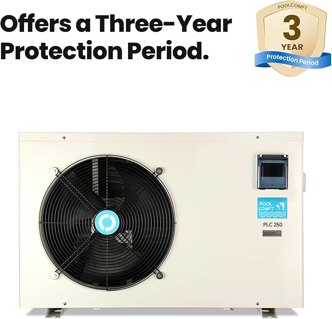 POOLCOMFT Inverter Electric Pool Heater for Above Ground and Inground Pools, Heating and Cooling Pool Heater, Smart WiFi Control, Swimming Pool Heat Pump up to 28000 Gallons