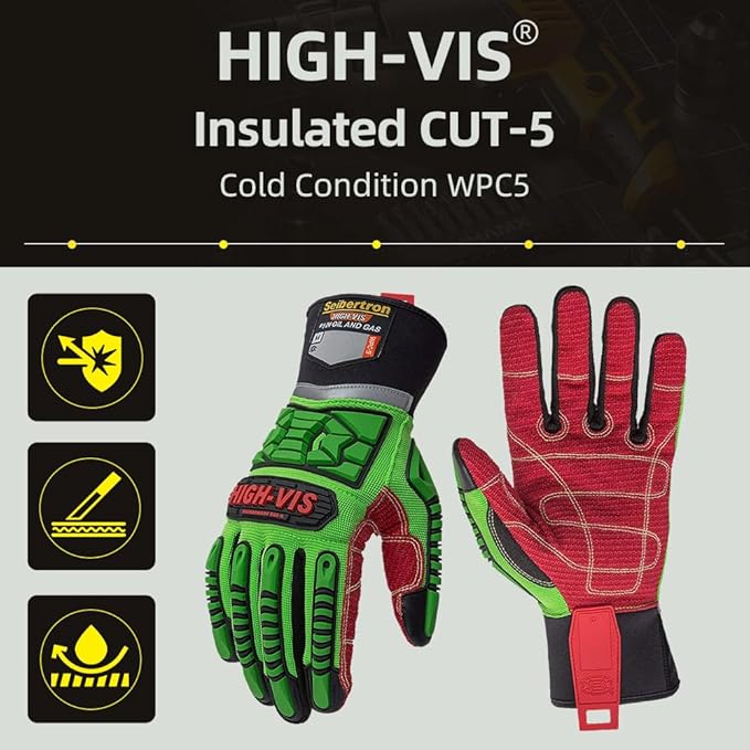 Seibertron High-Vis Series Cut Resistant Reducing Anti-Impact Mechanics Heavy Duty Safety Rescue Oil and Gas Gloves