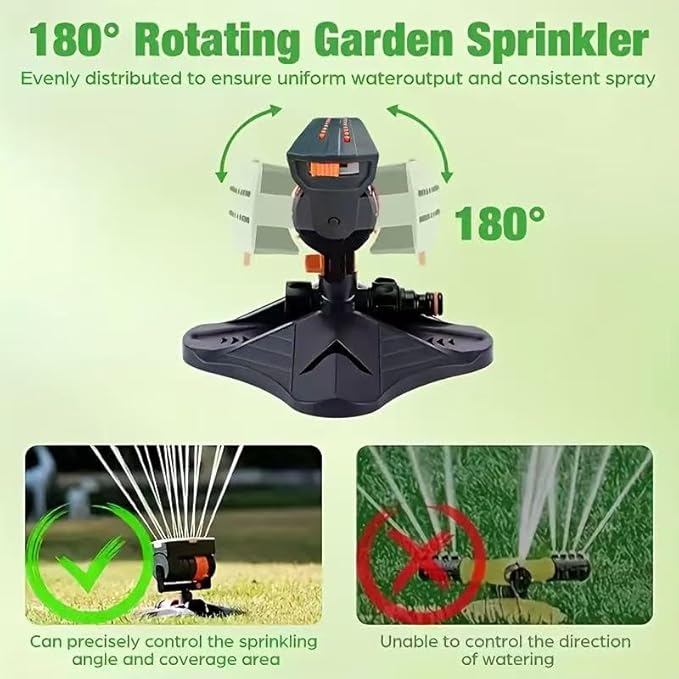 2026 Upgraded 16-Nozzle Oscillating Sprinkler with Dual-Zone Sprinkler Water Timer, 360° 16-Hole Automatic Rocking Sprinkler, Turbo Orbit Mist Sprinklers System for Garden (B No Timer)
