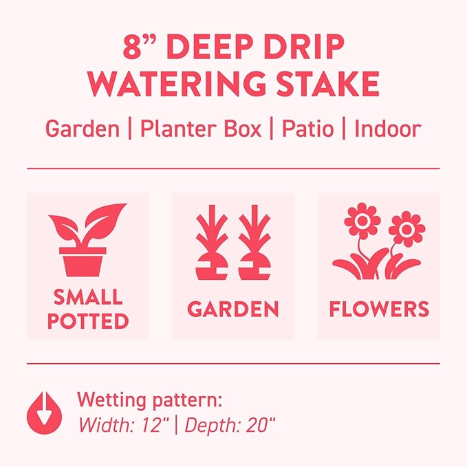 8 in. DEEP DRIP Garden Watering Stake (4 Pack) (Tan) | UV-Protected ABS Plastic Deep Root Irrigation Spike for Flowers, Fruits, Vegetables, Potted Plants