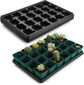 RooTrimmer 2.8 inch (7CM) Square Nursery Pots 120pcs (Green) and 24 Cell Nursery Pots Trays 5 Pack, Plastic Seedling Starter Tray with Drain Holes for Carrying and Holding Plant Pot(17"x11"x1.6")