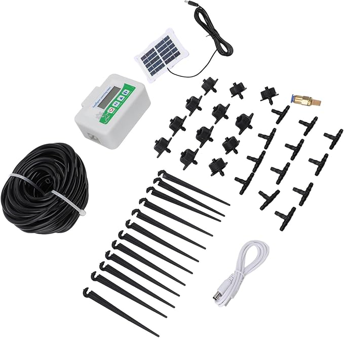 Smart Watering Timer, Automatic Solar Powered Irrigation System with Adjustable Timing for Gardens, Farmland, Lawns