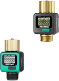RESTMO Water Flow Meter with Brass Inlet & Outlet, Measure Gallon/Liter Consumption and Flow Rate for Outdoor Garden Hose Watering, RV Water Tank Filling, Lawn Sprinkler and Nozzle Sprayer
