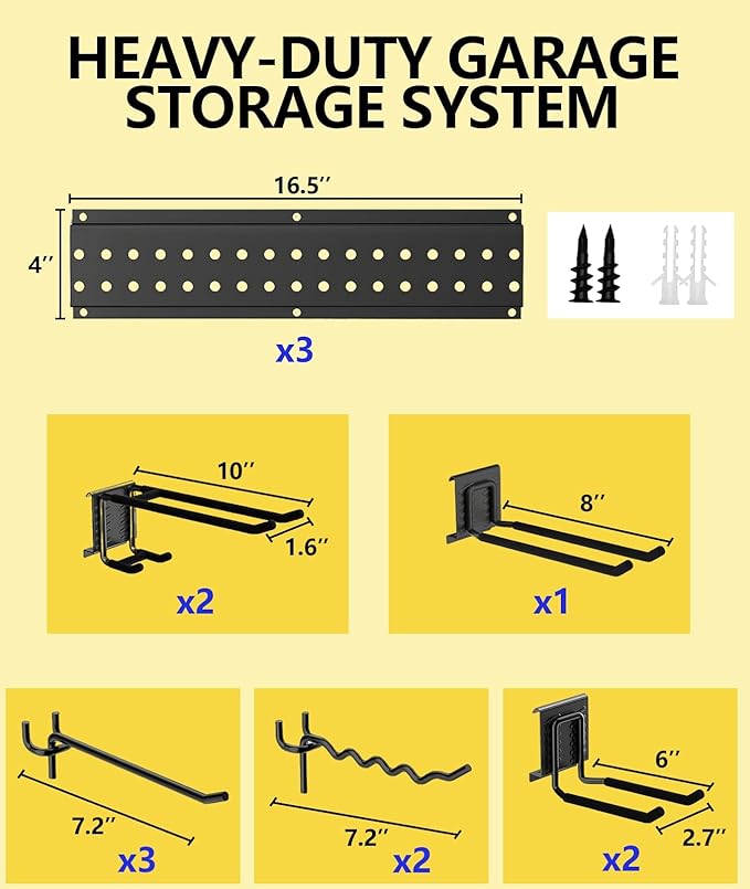 Wall Mount Tool Storage Rack 13 Pack Carries 600 lbs Garden Tool Organizer 48in With Large Storage Space,Easy Assembly, Sturdy Design,for Efficient Tool Storage Garage Organization