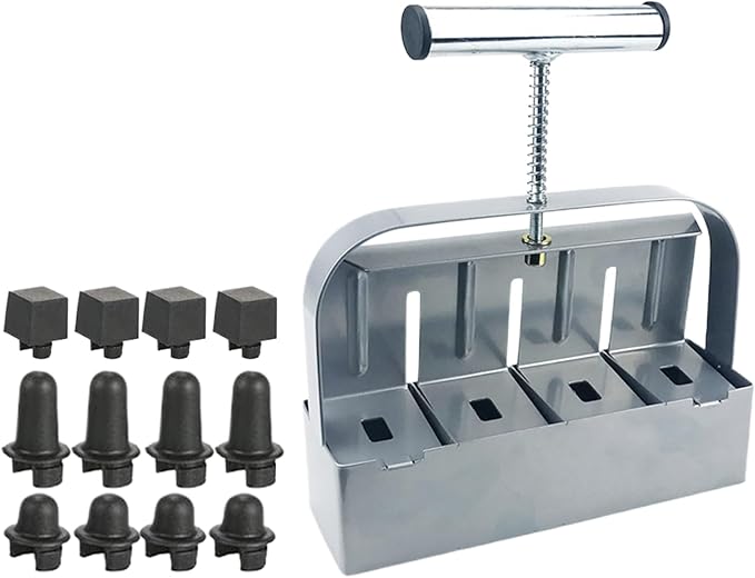 Soil Blocking Tool - Manual 4 Cell Steel Compactor, Ergonomic Non Slip Handle Block Former | 2 Inch Seed Starter Handheld Press Device, Heavy Duty Gardening Equipment for Transplanting Cutting