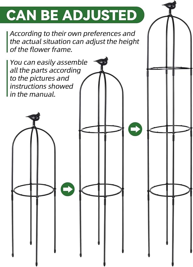 2PCS Garden Obelisk Trellis for Climbing Plants, Kalolary 6FT Black Garden Tower Trellises Rustproof Metal Potted Plant Climbing Support for Indoor Outdoor Flowers Vegetable Fruits Vines Support