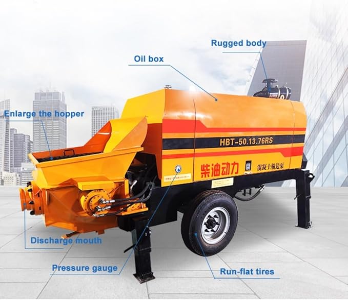 Concrete Pump Machine 8 to 35 Cubic Meter Per Hour Output with Vertical 20 to 150 Meter and Horizontal 50 to 500 Meter Conveying Distance High Efficiency Trailer Concrete Pump Customizable Models