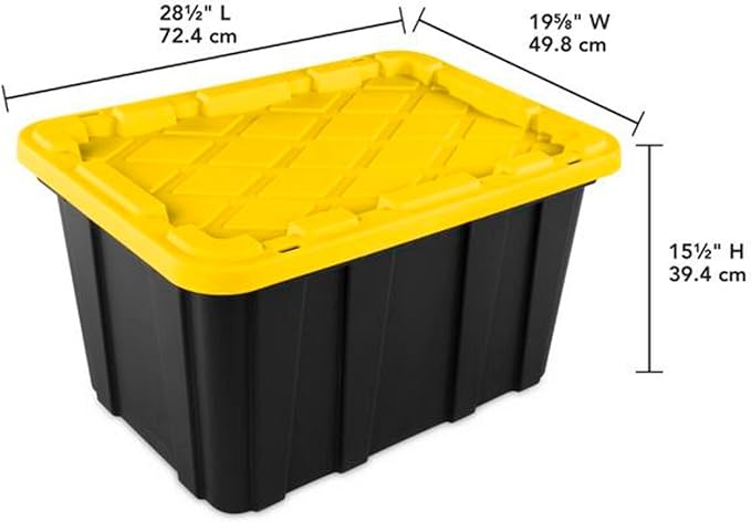 Sterilite 12 Pack Industrial Tote Organizers, Plastic Storage Container Bins with Lids, 27 Gallon - Heavy-Duty Organizing Containers for Closet, Bathroom, and Office