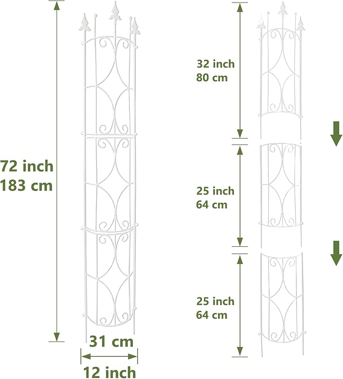 Thealyn Garden Trellis 2 Pack 72'' H x 12'' W Metal Plant Trellis Indoor/Outdoor Metal Garden Trellis Plant Trellis for Potted Plants Climbing Houseplants Flowers