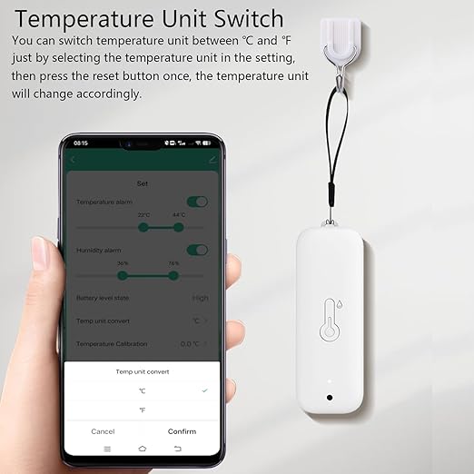WiFi Hygrometer Thermometer Sensor: Wireless Smart Temperature Humidity Monitor with App Notification Alert, Data Storage Export, Calibration Function, Compatible with Alexa (White-1PCS)