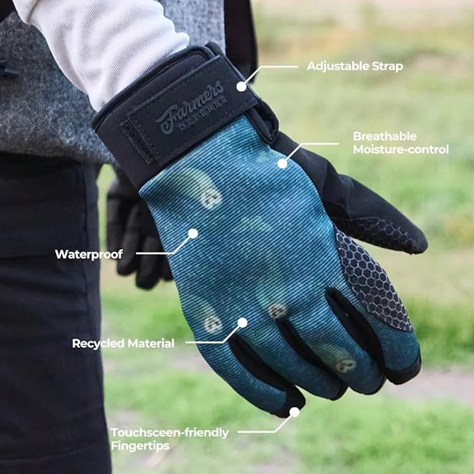 FARMER'S DEFENSE Waterproof Winter Work Gloves, Insulated, Touchscreen-Friendly, for Gardening, Snow Shoveling & Outdoor Work