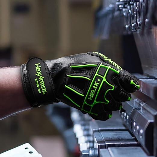HexArmor Helix 3027IMP Liquid-Resistant Impact Gloves – ANSI A7 Cut Protection, IR-X® Impact Exoskeleton, 21-Gauge Dexterity, Full Nitrile Coating, Touchscreen Compatible, High-Grip Sandy Palm