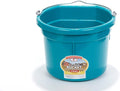 Little Giant® Flat Back Plastic Animal Feed Bucket | Animal Feed Bucket with Metal Handle | Horse Stall Feeding and Watering Supplies (Teal, 8 Quart)