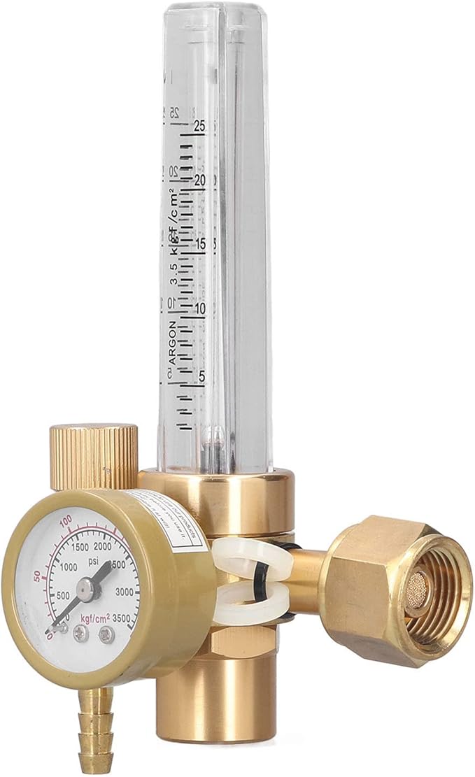 Welding Gas Regulator Valve Brass Flowmeter CO2 MIG TIG Welding Machine Accessory OBC191 Adjustable 025LPM Flow Meter with 03500psi Gauge for Argon Arc Welding Industrial U