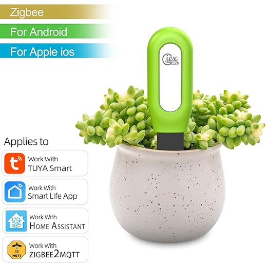 Zigbee Garden Soil Moisture & Temperature Meter, 2-Pack, Compatible with Tuya Smart App, Home Assistant (ZHA & Zigbee2MQTT)