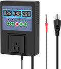 TempMaster Digital Temperature Controller Outlet,Heating & Cooling Thermostat with Dual Relay 15A 3300W,-20~120℉ Incubator Thermostat with Waterproof Probe,Temperature Control Switch for Reptile Tank