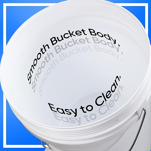 DEMORA 5 Gallon Bucket with Screw Lid, Heavy Duty Plastic Buckets Containers for Food Storage, Plastic Pail with Metal Handle for Water, Cleaning, Car Wash, Paint, Gardening, BPA Free (White, 3 Pack)