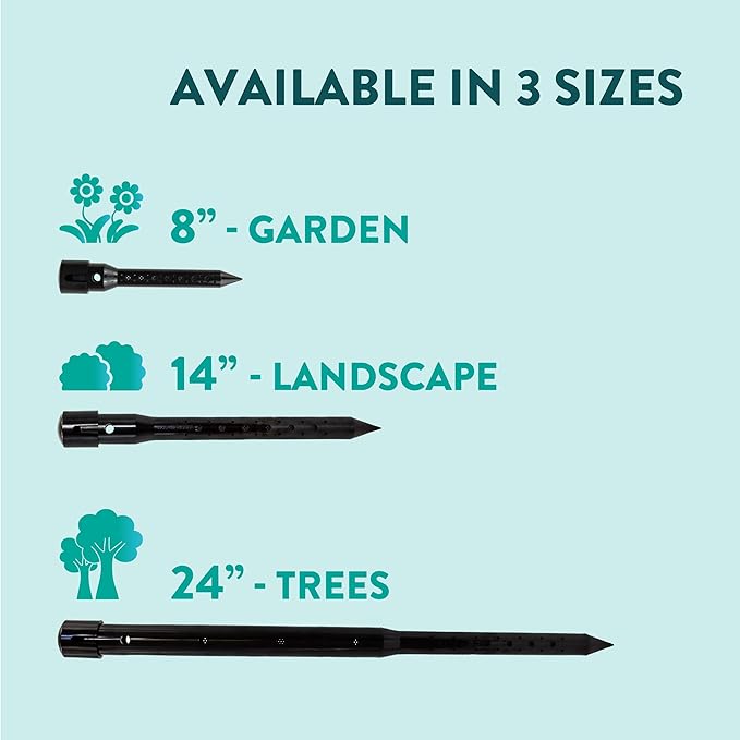 14 in. DEEP DRIP Plant Watering Stake (3 Pack) (Black) | UV-Protected ABS Plastic Deep Root Irrigation Spike for Yard Plants, Shrubs, Vines