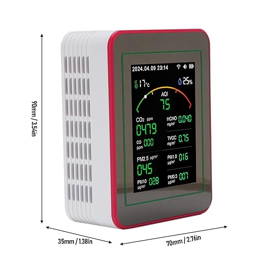 Air Quality Tester 15 in 1 Design 2.8 Inch HD Display CO2 TVOC HCHO PM2.5 Temperature Humidity Timer WiFi Air Quality Detector (Type 2)