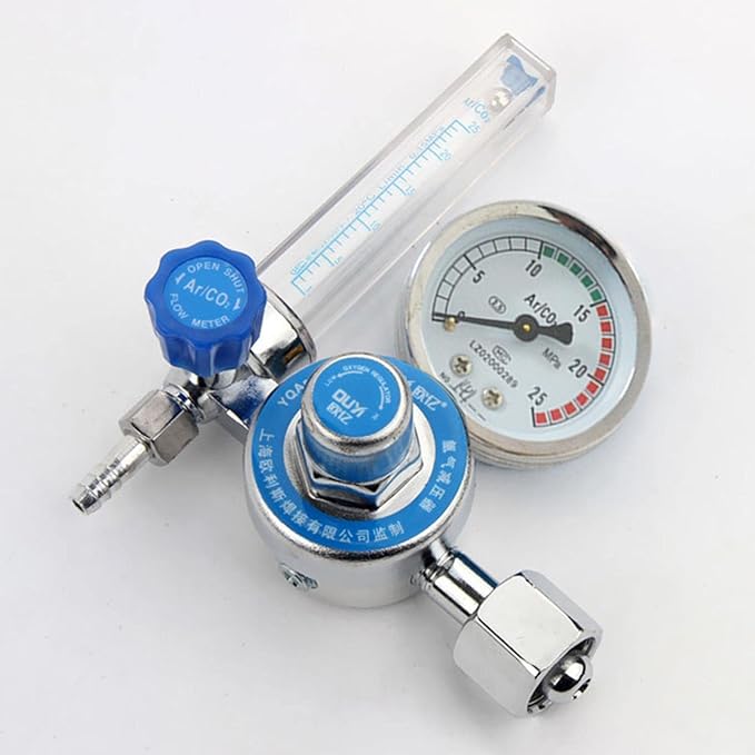 Amagogo Regulator Welder Argon CO2 Regulator Meter Pressure Gauge Aluminum Alloy Gas Regulator Welders Flowmeter Suitable for Chemical Electronics MIG We, single