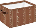 Brown Flowers Branch Storage Bins Cubes Waterproof Cloth Storage Basket, Spring Summer Farmhouse Botanical Foldable Storage Bags for Shelf Closet Clothes Organizers with Handles 15x11x9.5 in 1PCS