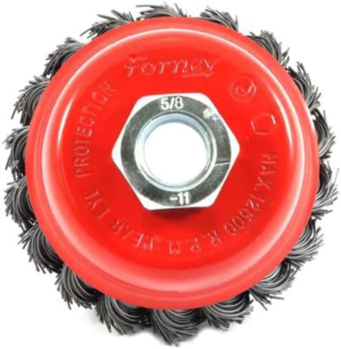 Forney 72757 Wire Cup Brush, Knotted with 5/8-Inch-11 Threaded Arbor, 2-3/4-Inch-by-.020-Inch