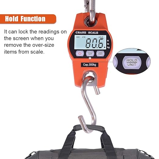 Fuzion Heavy Duty Crane Scale - 660LB, Aluminum Body, Stainless Steel Hook, Large Digital Display, Hanging Scales for Farms, Hunting and Fishing