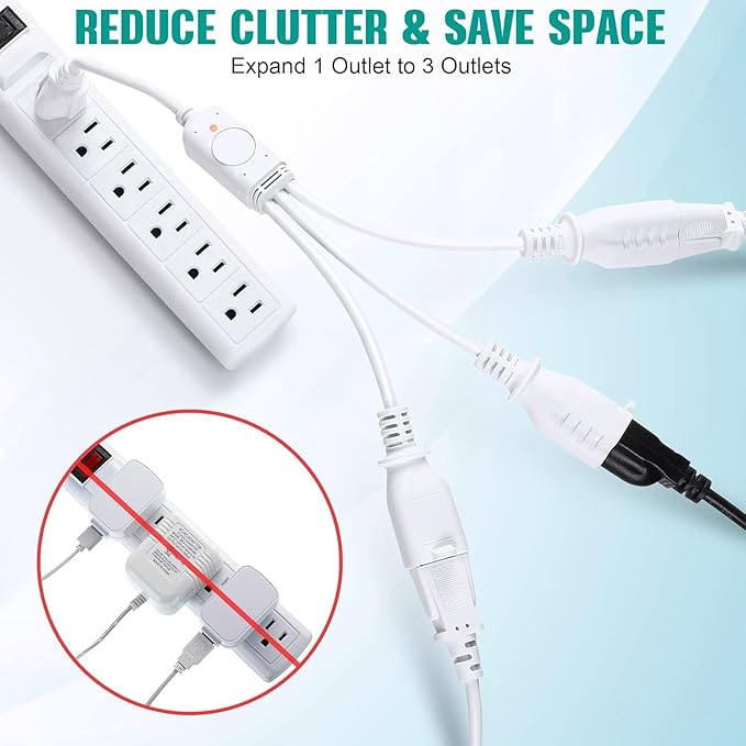 Feekoon 3 Plug 120V Heat Cable Controller, Outdoor Thermostat Controlled Extension Cord, Turns on Below 32°F, Off Above 50°F for Coop Heaters Deicers Water Pipe Heating Tapes, Energy Saving