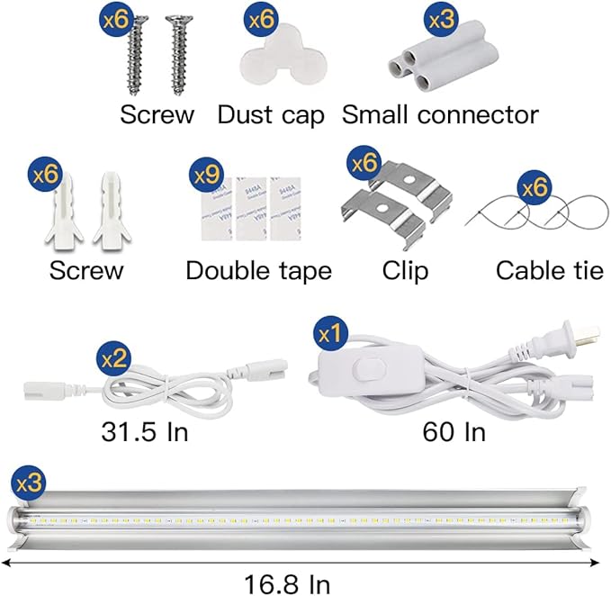 GYTF T5 Grow Lights 1.4Ft, 5000K White Full Spectrum LED Plant Growing Lamp Strips for Indoor Plants, Seeds Starting, Succulents, High PPFD with V-Shaped Reflector