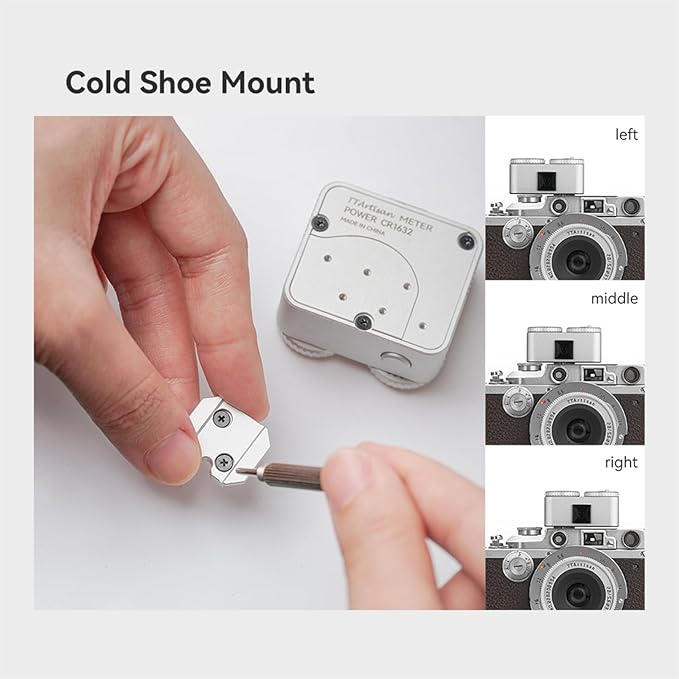 TTARTISAN Light Meter II, Adjustable ISO Aperture and Shutter Speed with Cold Shoe Lightmeter for Film Camera Light Meter Photography (Silver)