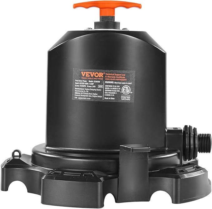 VEVOR 1/2 HP Submersible Pool Cover Pump – 1575 GPH, 24 ft Max Lift, Water Removal and Transfer Pump for Swimming Pools, Inflatable Water Parks, Draining (25 ft Power Cord)
