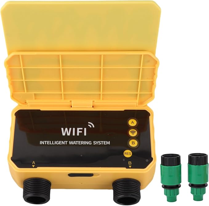 ZJchao WiFi Sprinkler Timer Rain Delay APP Control Solar Water Timer 2 Zone for Villa Garden Roof