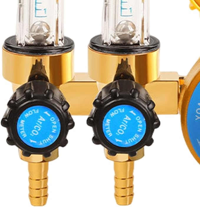 Amagogo Regulator Welder Argon CO2 Regulator Meter Pressure Gauge Aluminum Alloy Gas Regulator Welders Flowmeter Suitable for Chemical Electronics MIG We, double
