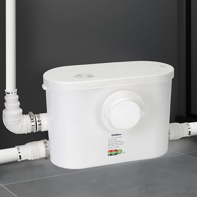 600W Macerator Pump, Powerful Sink Sewage Sump Pump, 8100 L/h Flow, Upflush 31.2 ft/9.5 m Head, 3 Water Inlets for Basement, Toilet, Shower, Kitchen, Bathtub Waste Water Disposal