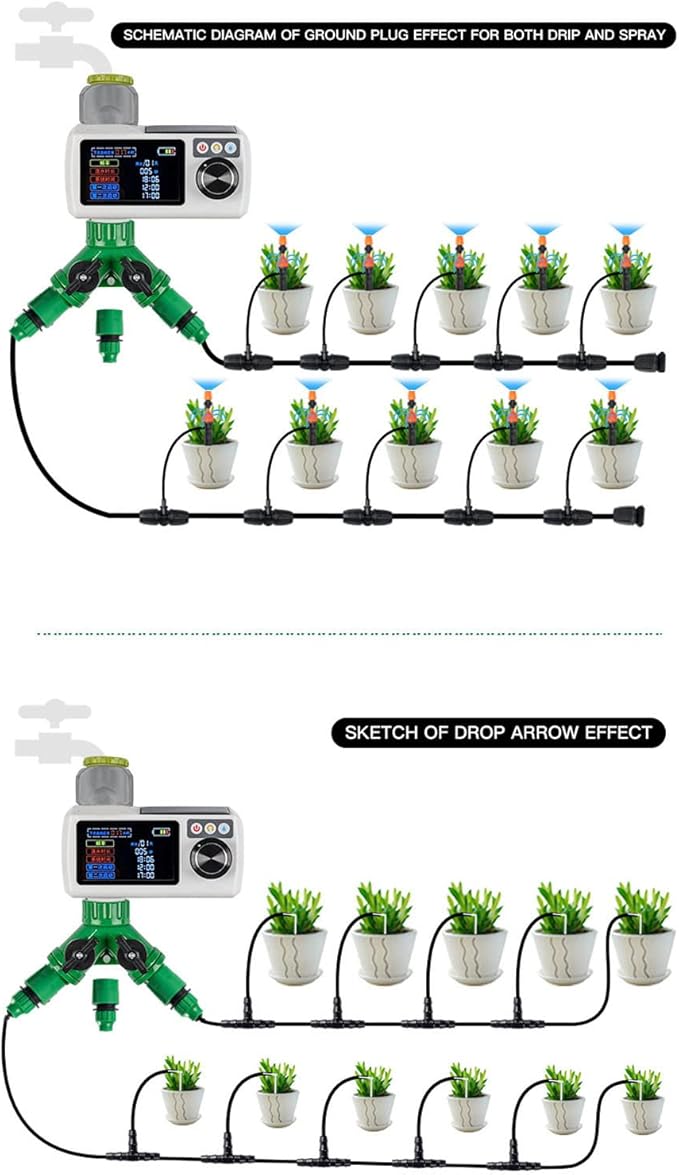 Solar Sprinkler Timer, Programmable Water Timer for Garden Hose with Rain Delay & Self Inspection, IP68 Automatic Irrigation Timer for Drip Irrigation and Lawn Watering System