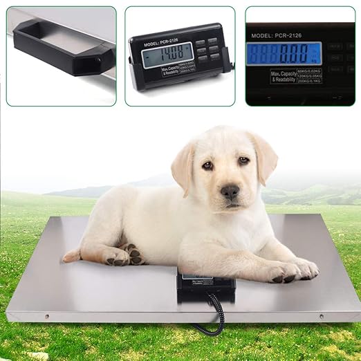 440lb Digital Livestock Vet Scale, Digital Pet Scale for Dog Sheep Pig Goat, Heavy-Duty Platform Scale, Animal Scale Platform for Large Pets Postal Shipping Warehouse, KG/OZ/LB Units Switch