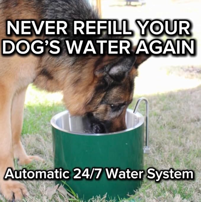 Smart Dog Water Bowl for Outside - Connects to Garden Hose - WiFi App Controlled Timer for Automatic Water Flow - Stainless Steel Outdoor Pet Water Bowl - Large Capacity (Black)
