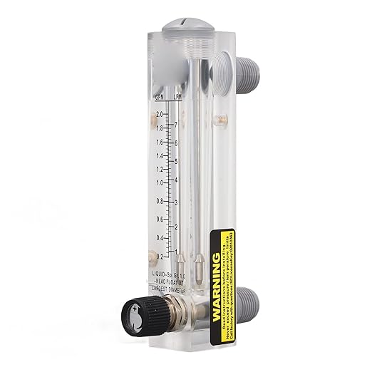 AUNMAS Water Meter Panel Type Flowmeter, 1/2in Male Thread and 1/4in Female Thread Djustable Knob Panel Mount Type Flowmeter for PVC Pipe, 0.2-2.0GPM 1-7LPM