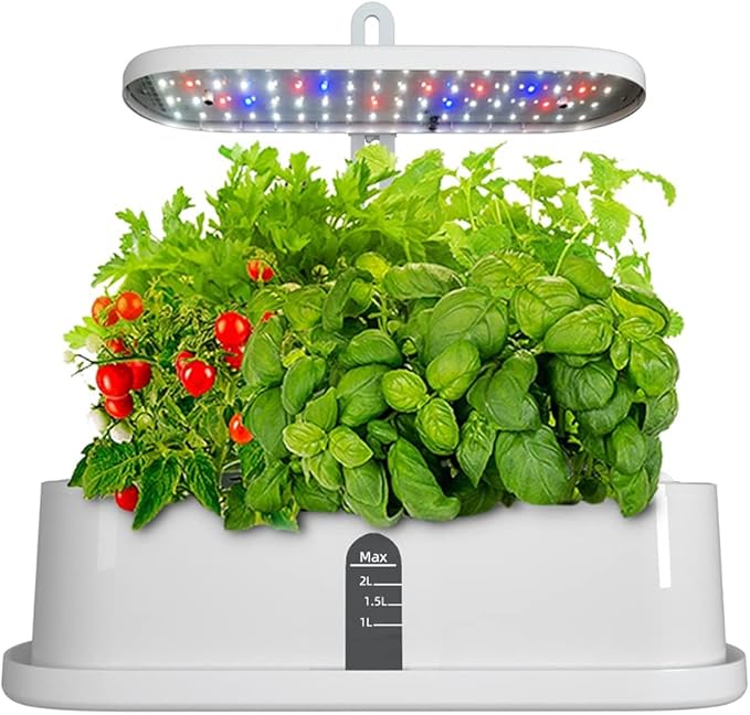 GeRRiT Hydroponics Growing System 9 Pods Indoor Herb Garden Kit with 15W LED Grow Light Automatic Timer Germination Kits Height Adjustable Smart Garden Planter for Home, Kitchen, Gardening