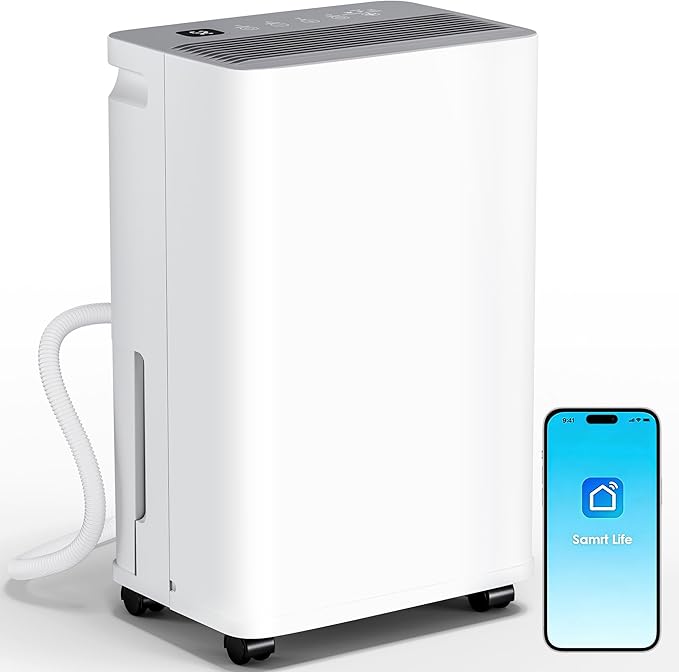 2500 Sq.Ft Dehumidifier for Basement with Drain Hose, 35 Pint Large Best Compressor Dehumidifiers for Home or Garage, Smart Humidity Control, 24H Timer & Child Lock, Ideal for Large Rooms, Garage