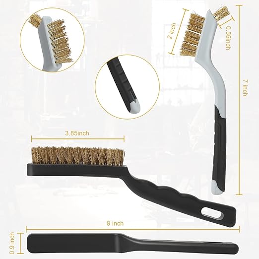 VASTOOLS Wire Brushes Cleaning Set 6Pc, 9" and 7", Wire Brushes for Cleaning Welding Slag, Rust and Dust. Includes Brass, Nylon, Stainless Steel Brushes with Strong Handle