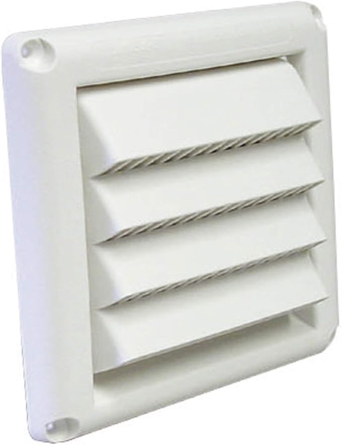 Deflecto Fresh Air Intake Vent Hood with Fixed Louvers for General Venting - Louvered Vent Cover, Weather-Resistant Plastic for Maximum Durability | 4 Inch - White (HSM4W/24)