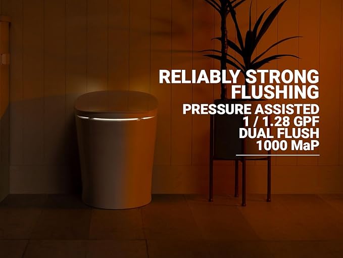 BidetKing Throne Smart Toilet Bidet Combination | Powerful Dual Flush | ADA Chair Height | Automatic Lid and Seat | DirectDry | Foam Shield | Endless Warm Water | 3 Year Warranty