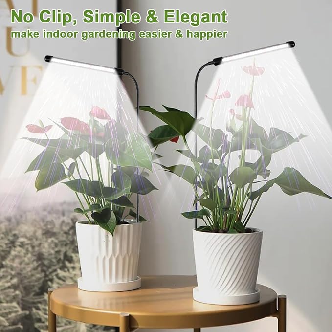 Grow Light 2 Pack, 6000K Full Spectrum Gooseneck Growing Lamp for Indoor Bonsai Pot Succulents Micro Greens Mini Plants, Dimmable & Auto Timer 4 8 12H
