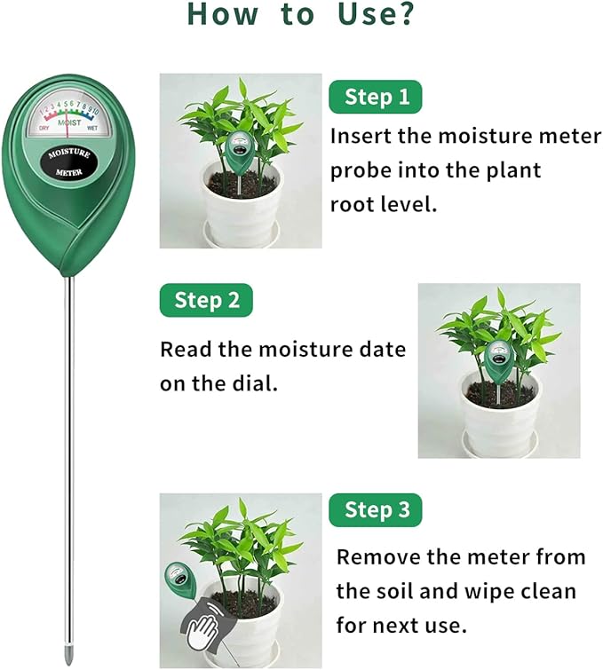 Censinda Soil Moisture Meter, Soil Moisture Monitor for House Plants, Soil Hygrometer Moisture Sensor for Indoor & Outdoor, Garden, Farm, Lawn Plant Care, No Battery Needed(Green)