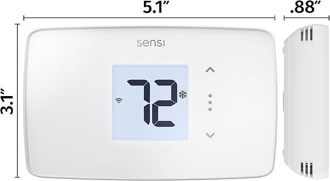 Sensi Lite Smart Thermostat, Programmable, WiFi, Easy DIY, Works With Alexa, ENERGY STAR Certified, ST25W, Most Systems C-Wire Not Required, C-Wire needed with Heat/Cool Only & Heat Pump System -White